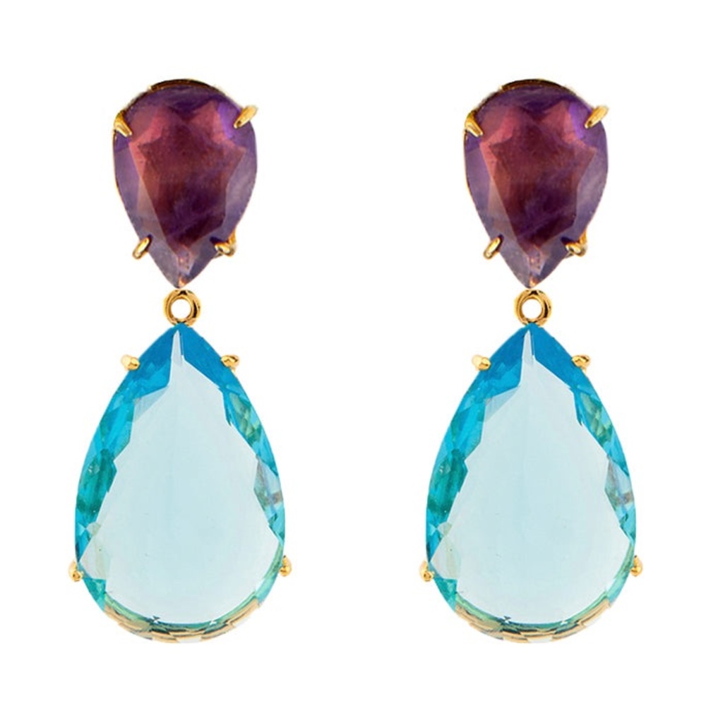 Amethyst & Blue Quartz Earrings